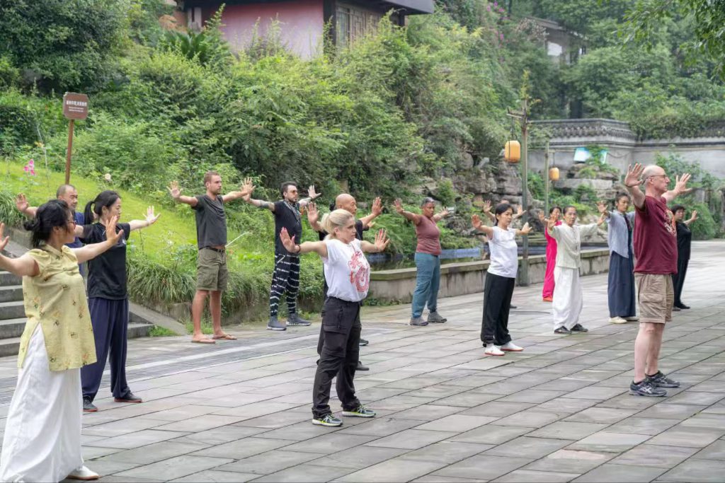 group training at Emei Jingwu Kungfu Academy